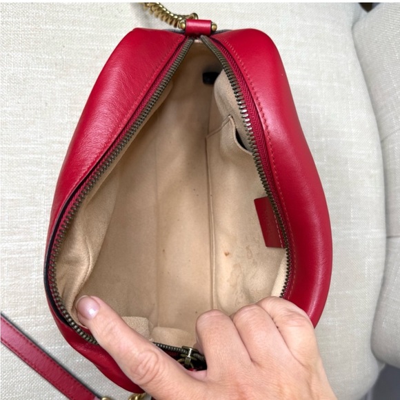 Authentic Gucci Marmont crossbody bag red leather gold GG - Picture 14 of 15